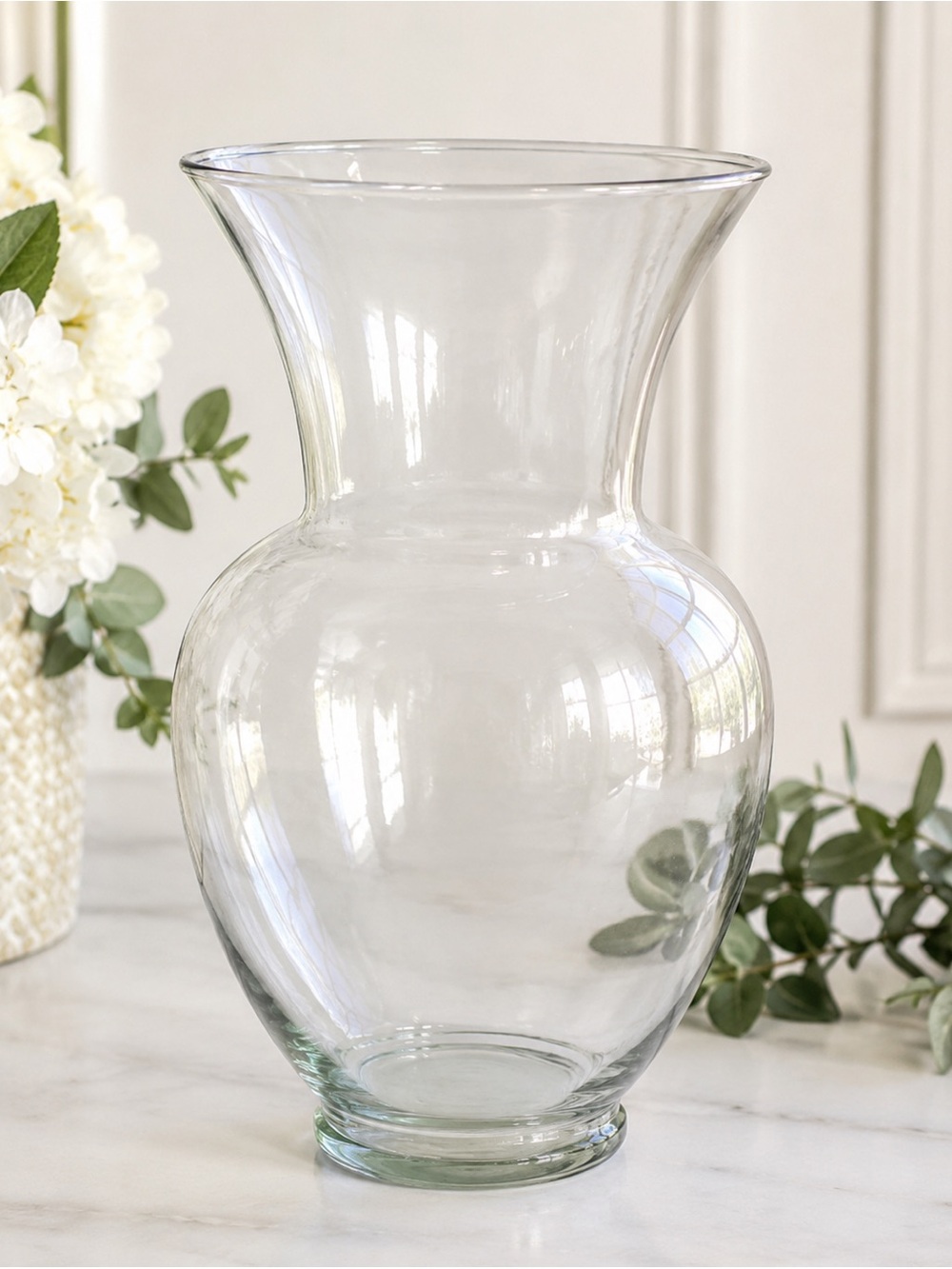 Large Clear Glass Flared Vase Hurricane Candle Holder Floral Centerpiece - Picture 2 of 4